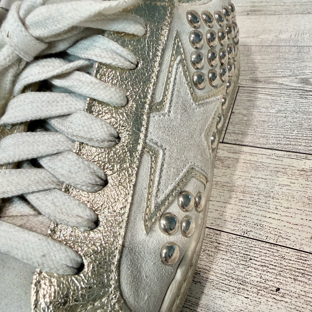 The SHOE BOX Studded Star Low-Top Sneakers - Metallic Cream - Picture 3 of 8